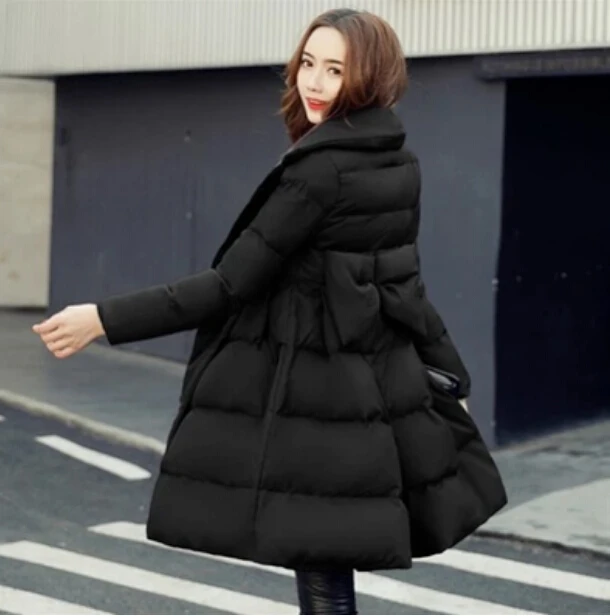 Fashion winter Maternity warm coat Big bowknot long womens cotton padded jacket Pregnant Women parkas womens wadded down jacket