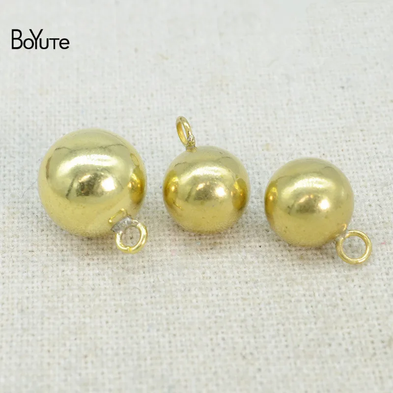 BoYuTe (100 Pieces/Lot) 6-8-10-12-14mm Brass Ball Bead Charms Pendant Factory Direct Sale Handmade Diy Jewelry Accessories