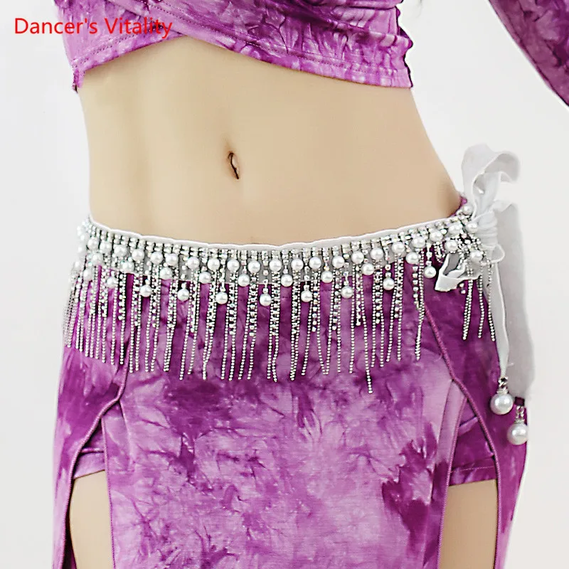 Belly Dance Belt Pearl Waist Tassel Diamond Chain Female Adult Oriental Dancing Competition Performance Accessories