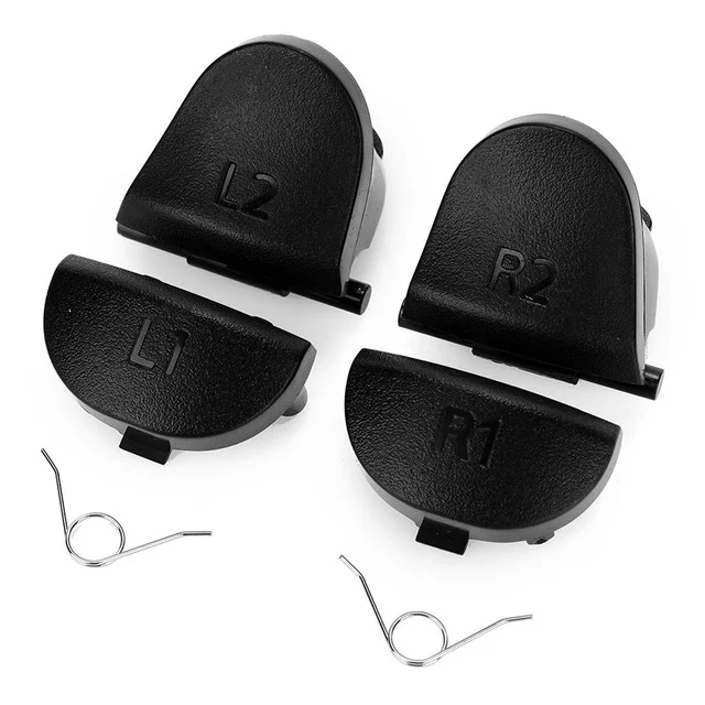 Black Replace Buttons for Dualshock 4, Triggers para PS4 Controller, Acessórios de jogos, botão com 2 molas, R1, L1, R2, L2
