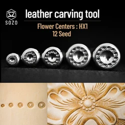 SOZO HX1 Leather Stamping Tool Flower Centers Of 12 Seed  Leather Working Carving Embossing Printing Stamps 304 Stainless Steel