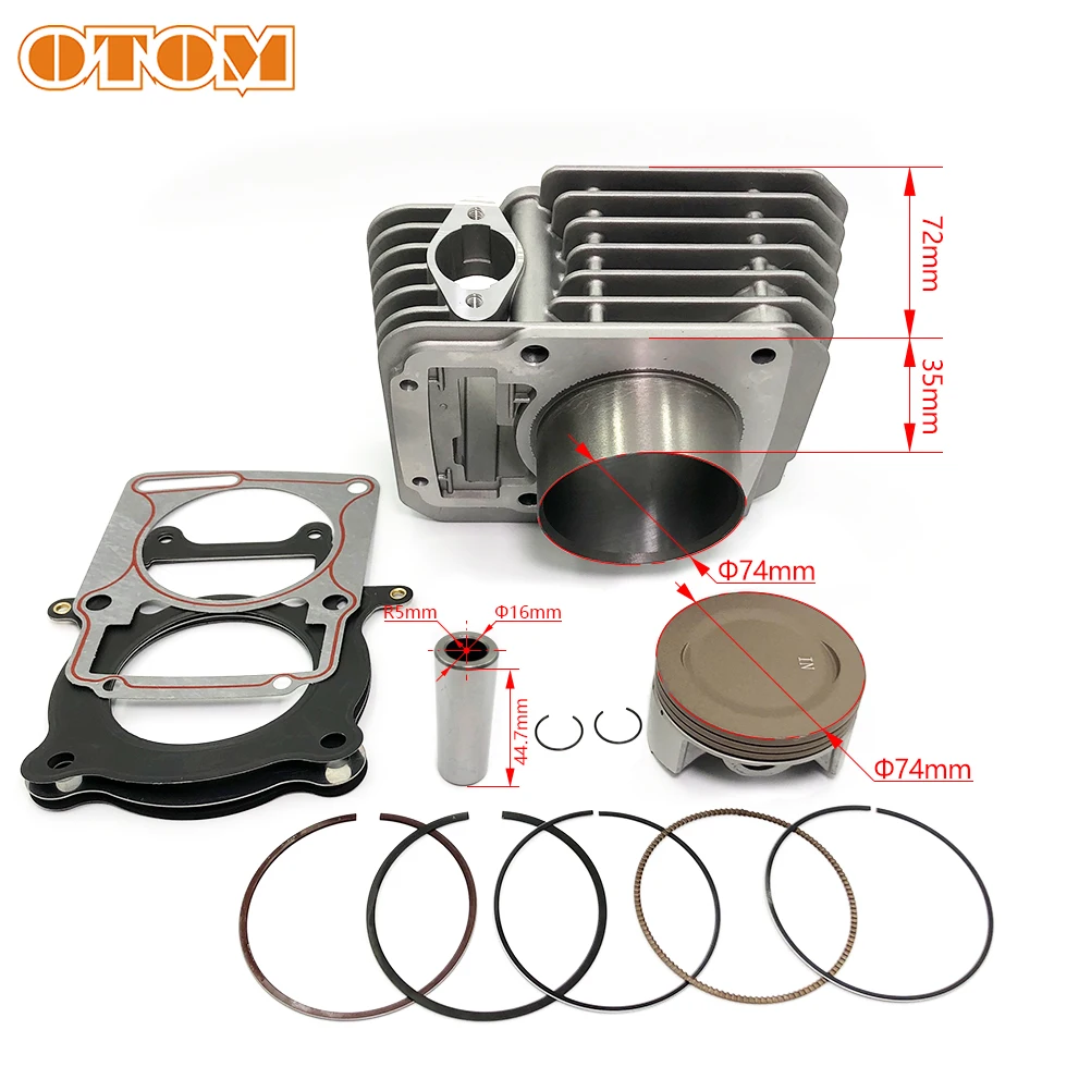 OTOM NEW 74mm Motorcycle Air-Cooled Cylinder Set Piston Ring and Gasket Kits For ZONGSHEN CB250-F Engine 250CC Upgraded to 300CC