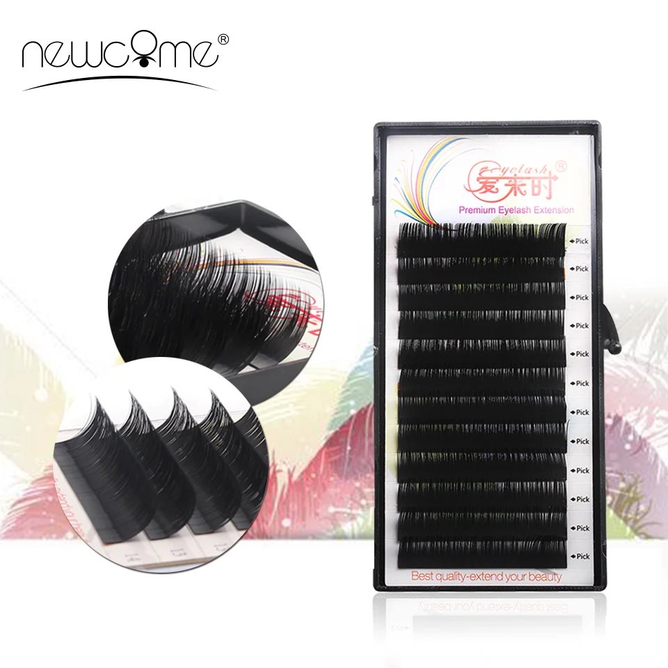 NEWCOME B/C/CC / D Curl Faux Mink Individual Classic Normal Eyelashes Maquiagem Cilios Soft Mink Lashes For Eyelash Extension