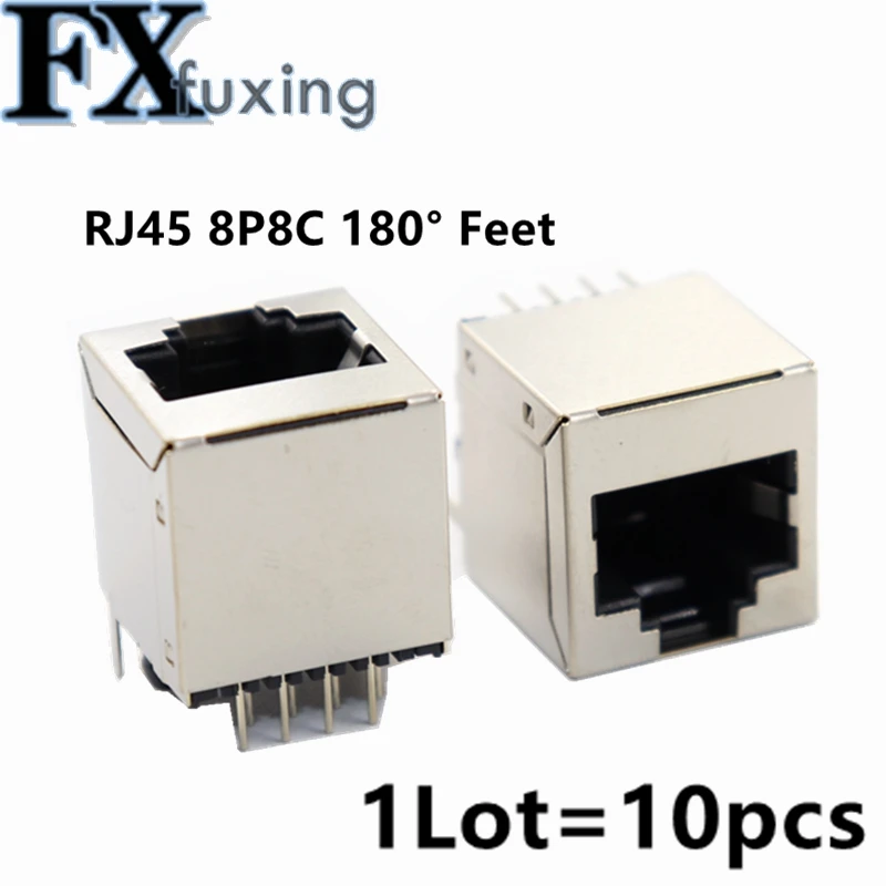 10PCS YT2035 Connector RJ45 5224 Belt lamp Vertical Belt lamp RJ45 Socket Network interface Network socket 5224-8P8C Brass Pin