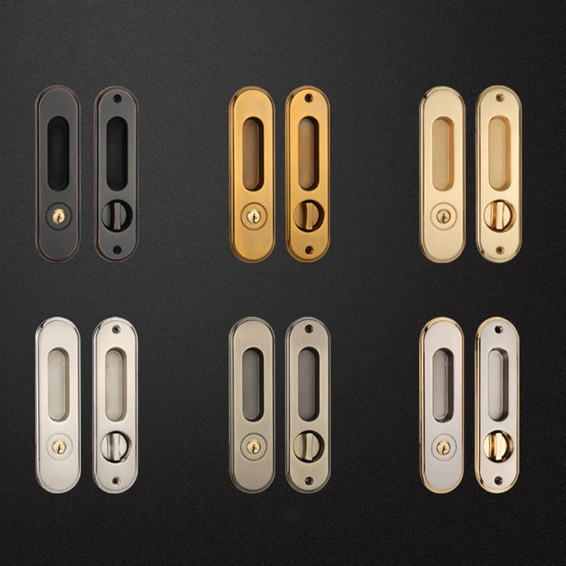 

European Style Simple Sliding Door Lock Kitchen Bathroom Balcony Sliding Mechanical Door Handle Lock Zinc Alloy Hook Lock