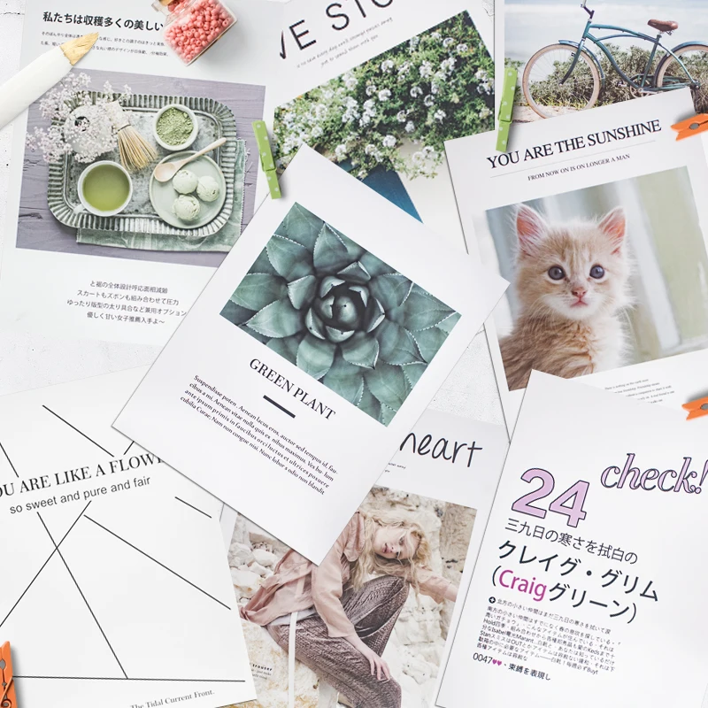 

INS Simple Forest Style Magazine Card English Pose Shooting Props Postcard Card Paper Photo Background Paper