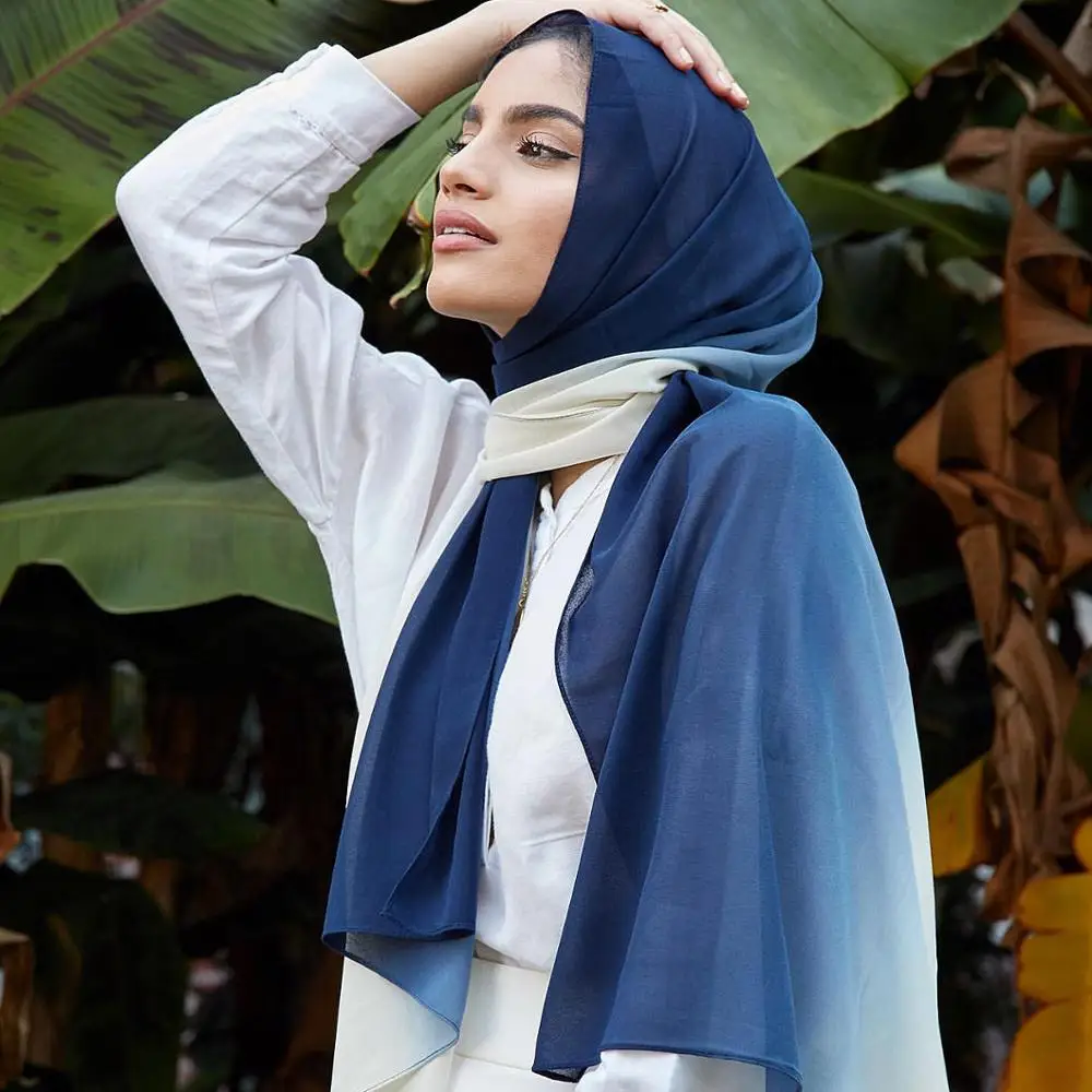 

Hot sale two-tone color plain bubble chiffon solid shawls headband beach hijab summer muslim wraps scarves/scarf 10pcs