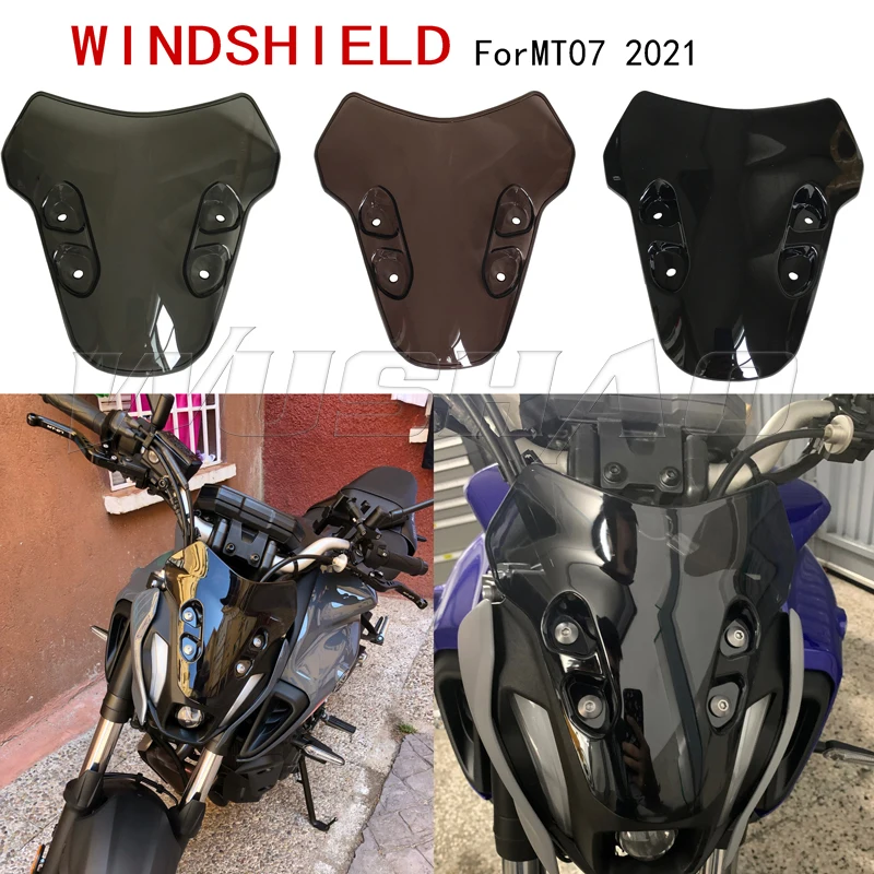 Windscreen For Yamaha MT07 MT-07 2021 Motorcycle Windshield Accessories Wind Deflectors mt07  Grey and Black