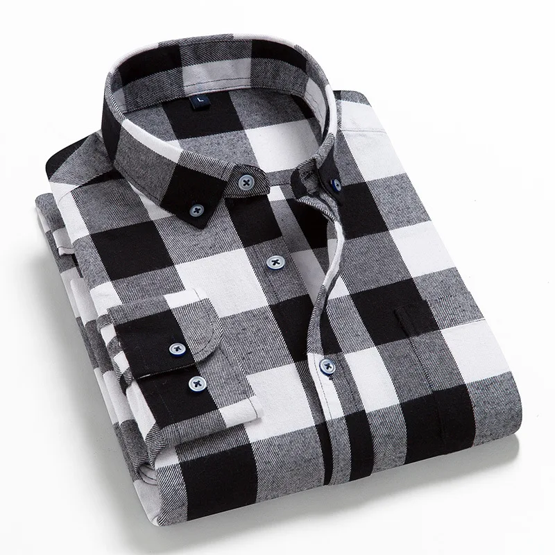 2021 Plaid Casual Long Sleeve Men Shirt High Quality Comfortable Soft Flannel Autumn Shirts