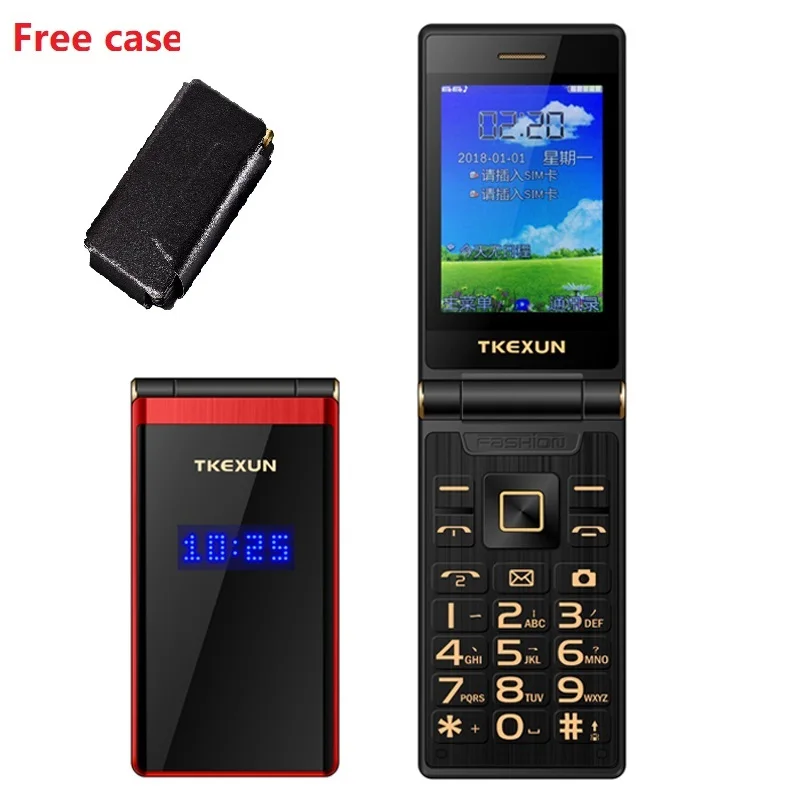 Foldable Large Display Flip Senior Phone Long Standby SOS Fast Dial Big Key BT Blacklist Flashlight Dual Sim Free Case Elderly