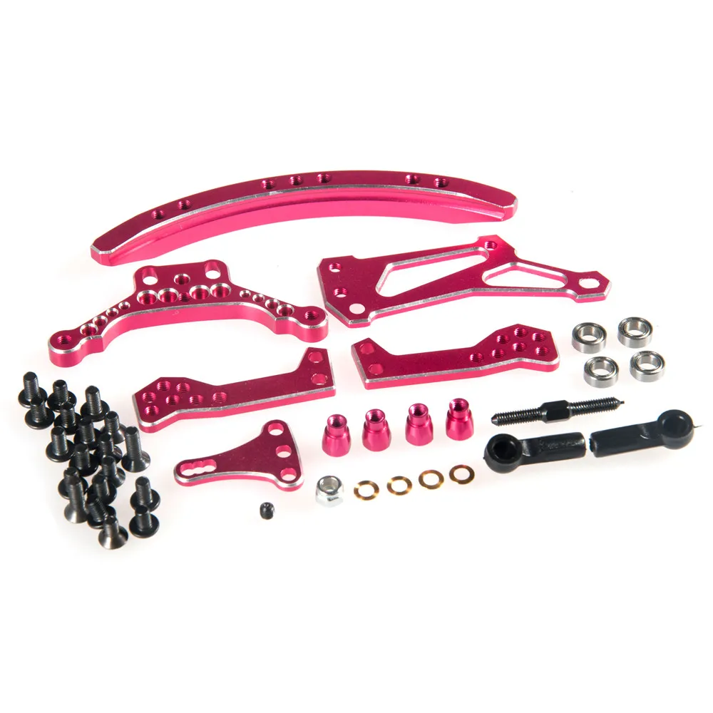 YEAHRUN Pink Aluminum Curve Slide Track Steering Set for Sakura D4 RWD 1/10 RC Cars Upgrade Parts