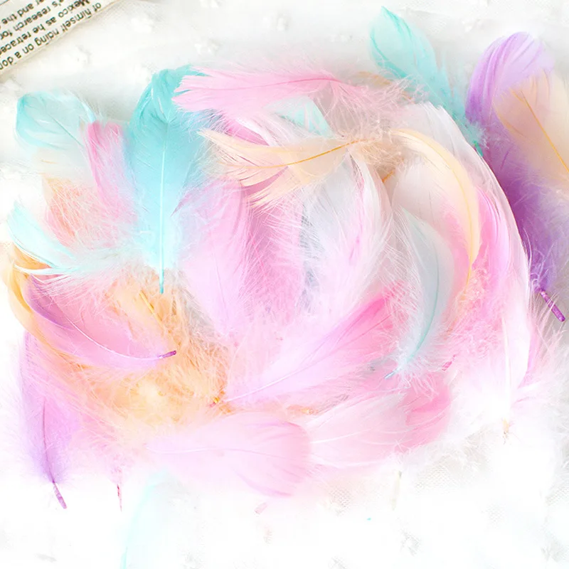 50PCS/Pack Colorful Fantasy Feather Scrapbook Decoration Materials Diary Journal Paste Sticker Accessory DIY Crafts Bookmark