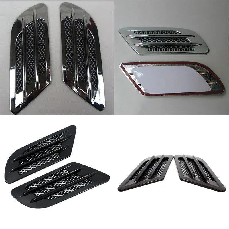 2Pcs/Set High Quality Car Side Air Flow Vent for Fender Hole Cover Intake Grille Duct Decoration ABS Plastic Sticker