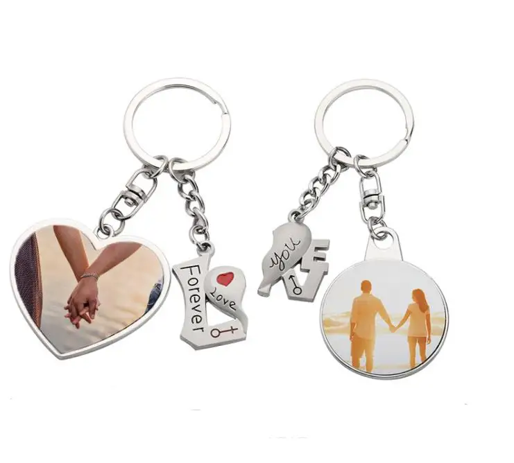 Sublimation Couple Keychain Favor Metal Letter Engraving Charm Heart-shaped Key Ring Romantic Valentine's Day Gift  SN2061