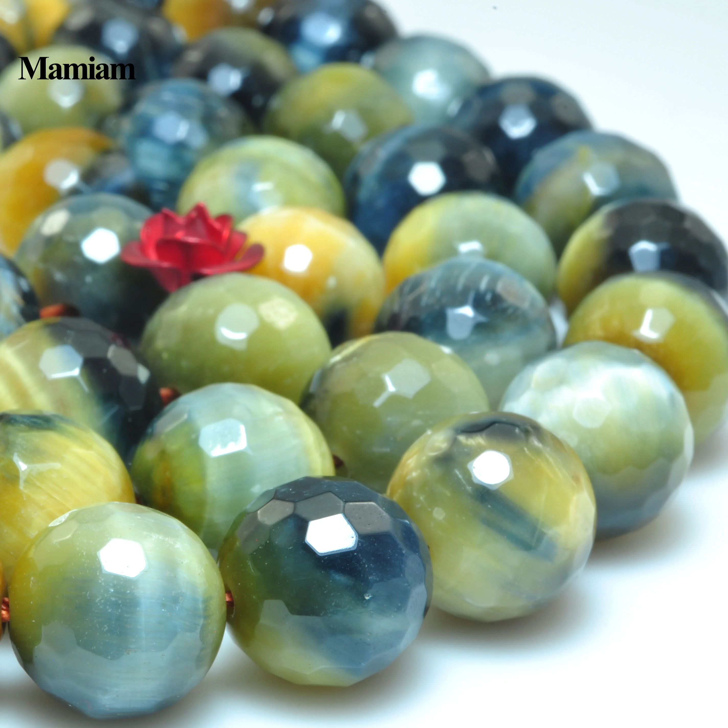 Mamiam Natural A Mixed Tiger Eye Faceted Round Beads 8mm 10mm Loose Stone Diy Bracelet Necklace Jewelry Making Gift Design