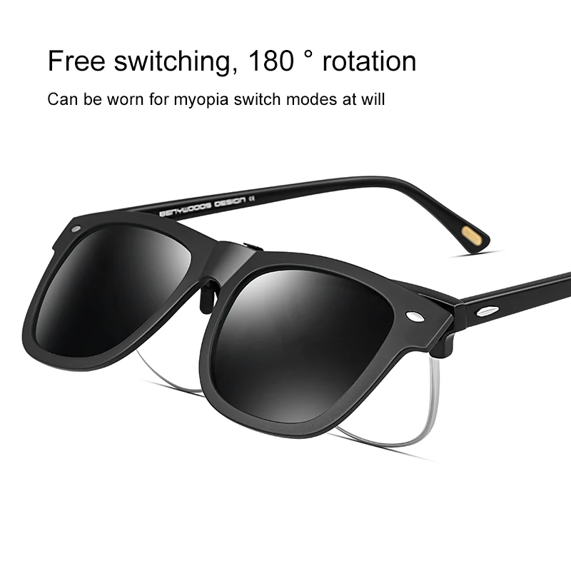 CAPONI Sunglasses Clip For Frame Glasses Men Polarized Clip On Frames Anti Dazzling Anti Glare UV Protect Clip On Glasses CP2140