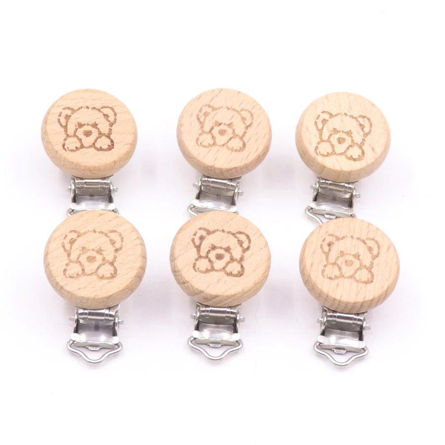 10Pcs/Lot Good Grade Beech Wooden Clip for Soother Teether Feeding Care Nipple Holder Dummy Clip Pacifier Chain Accessory