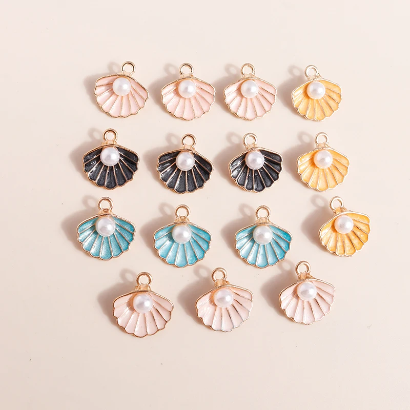 10pcs Mix Cute Enamel Shell Starfish Charms Pendants of Necklace Earrings Keychains Handemade DIY Jewelry Making Accessories