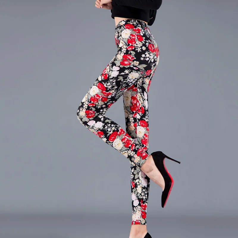 NDUCJSI High Waist Polyester Sporting Sexy Legging Elasticity Women Flower Printed Leggings Push Up Strength Pants Drop Shipping