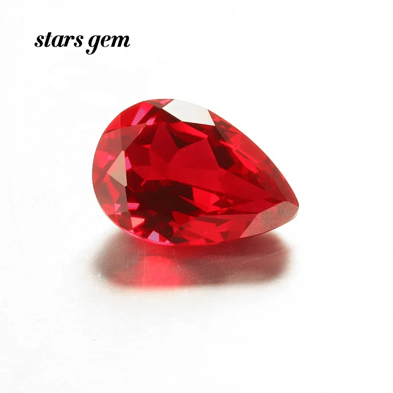شكل الكمثرى 5x7mm-13x18mm مختبر نمت روبي الأحجار الكريمة لإعداد المجوهرات