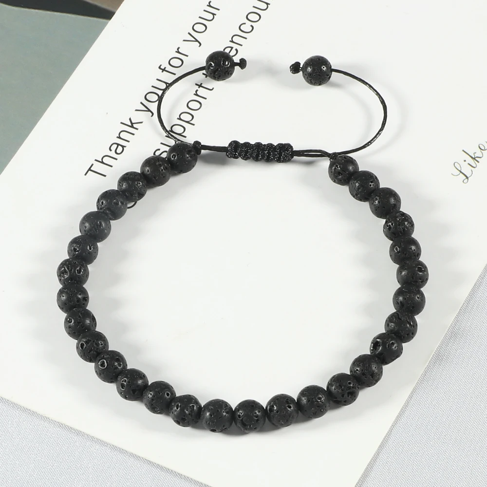 Classic Black White Yin Yang Natural Stone 6mm Beads Bracelets Couples Distance Lava Braided Yoga Energy Jewelry For Women Men