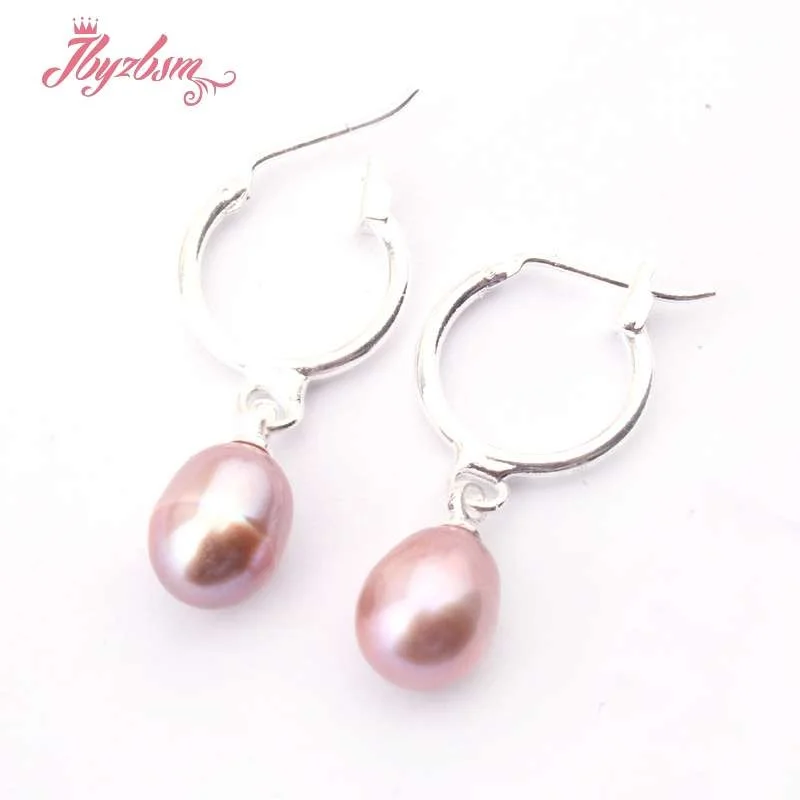 7x8-8-9mm Oval Genuine Freshwater Pearl Beads Natural Stone Beads Fashion Jewelry Earrings For Woman Christmas Gift 1 Pair