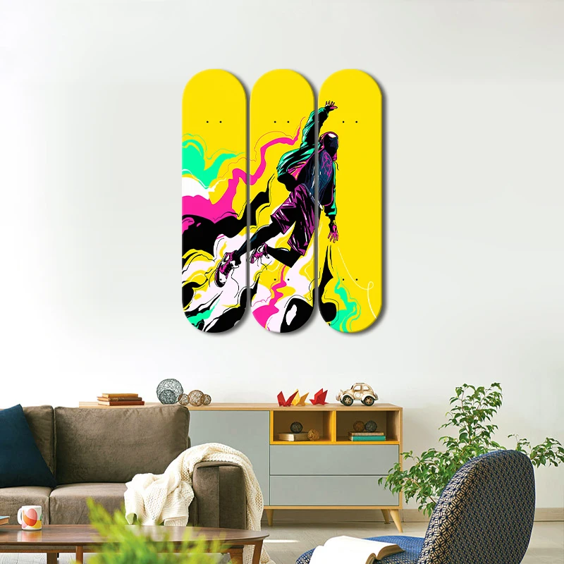 Boy Skateboard Art Collection Furnish and Decorate Super Men Parallel Universe Skate Deck Wall Art for Teen Room Decoration