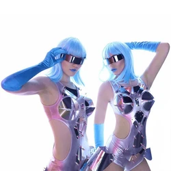 New Silver Bodysuit Nightclub Women Cosplay Costume Metroid Prime GoGo Dance Costume Bar DS Dj Costume Festival Rave Clothes