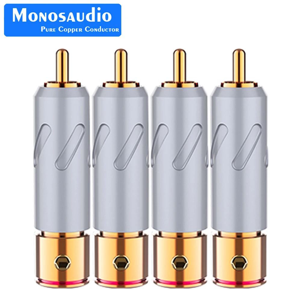 

Monosaudio R201 HIFI Pure Copper Gold/Rhodium Plated RCA Plug RCA Connector Speaker Terminal For Audio Speaker Signal Cable