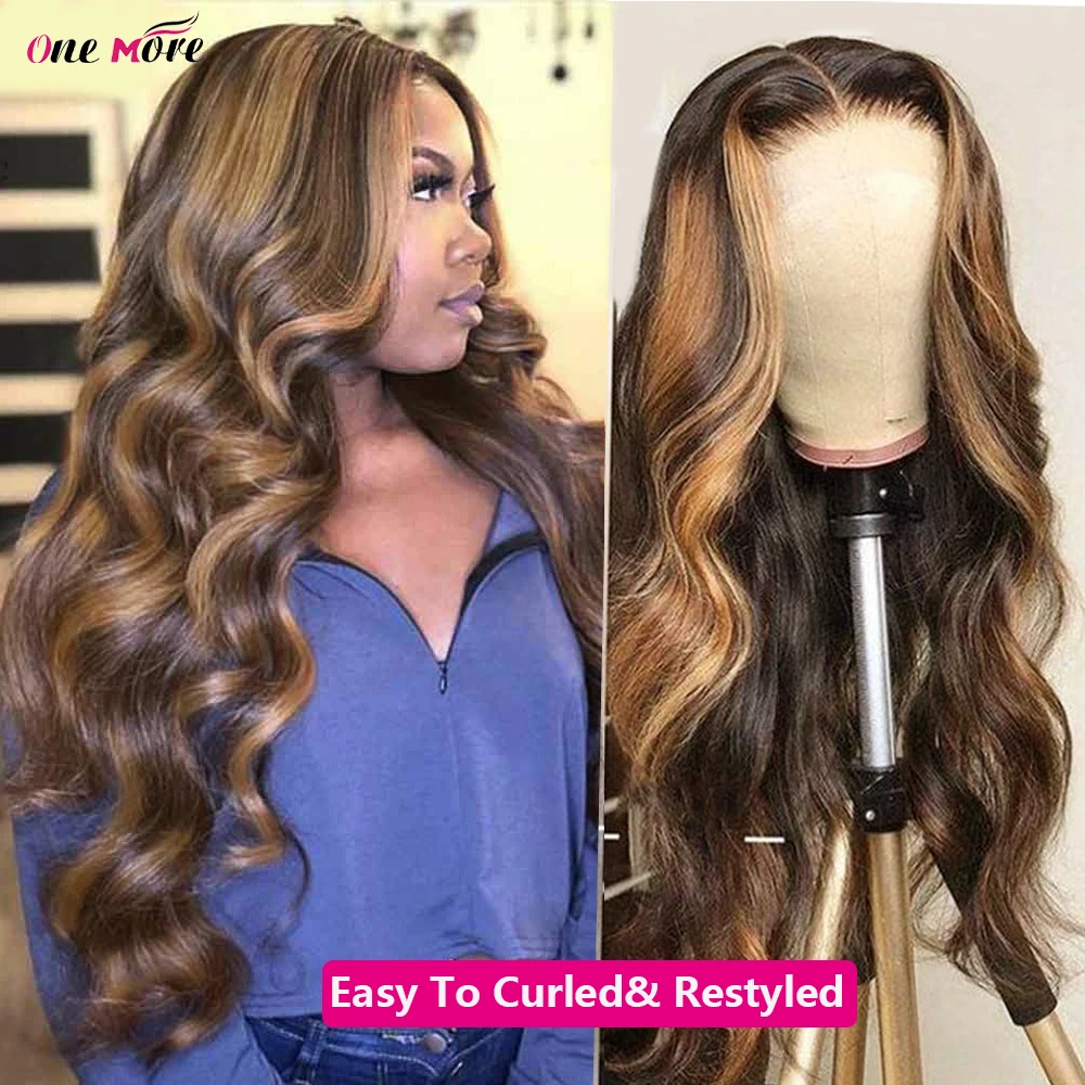 30 32 Inch Highlight Straight Lace Front Wigs Human Hair 13x6 Brown Colored Lace Front Human Hair Wigs 4x4 Lace Closure Wig