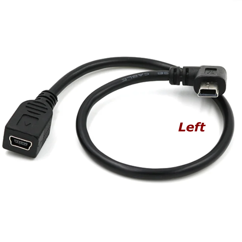 25CM 90 Degree 4 Angle Mini USB Female to Mini B 5-pin Male Cable Adapter For Car Extension OTG  Cable