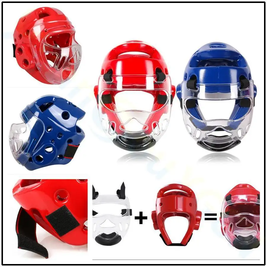 Taekwondo headgear thickening karate helmet adult children Sanda boxing training helmet mask Muay Thai protective gear Headguard