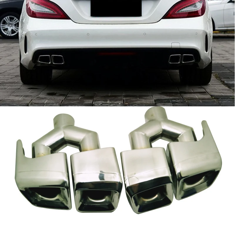 Exhaust Pipe Muffler For Mercedes-Benz W212 E-Class E200 E260 E300 CLS 09-12 Outlet Exhaust Tip Auto Tail Pipe Y type Outlet Noz