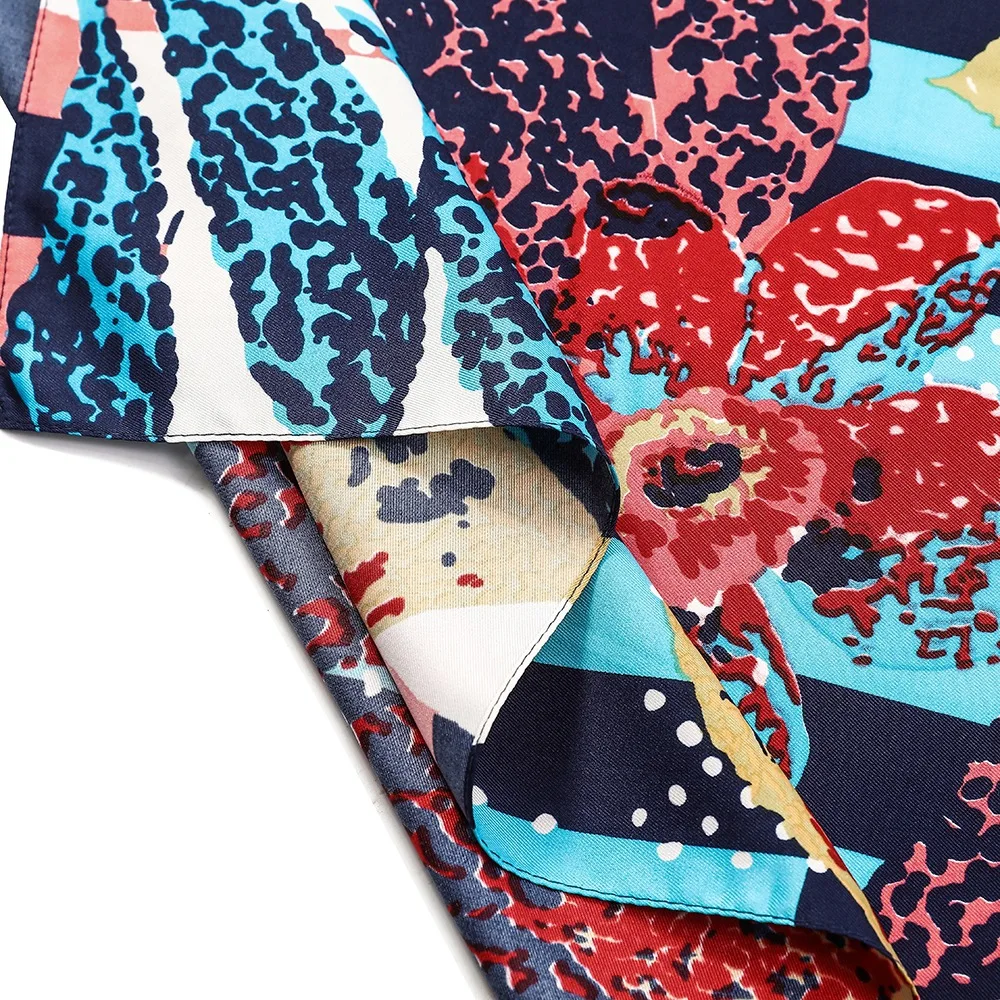 130 centimetri di Marca di Lusso Twill Hijab Grandi Sciarpe Quadrate Idilliaco Floreale Girasole Twill Scialli Bandana Sciarpa di Seta Per Le Donne Testa Sciarpa