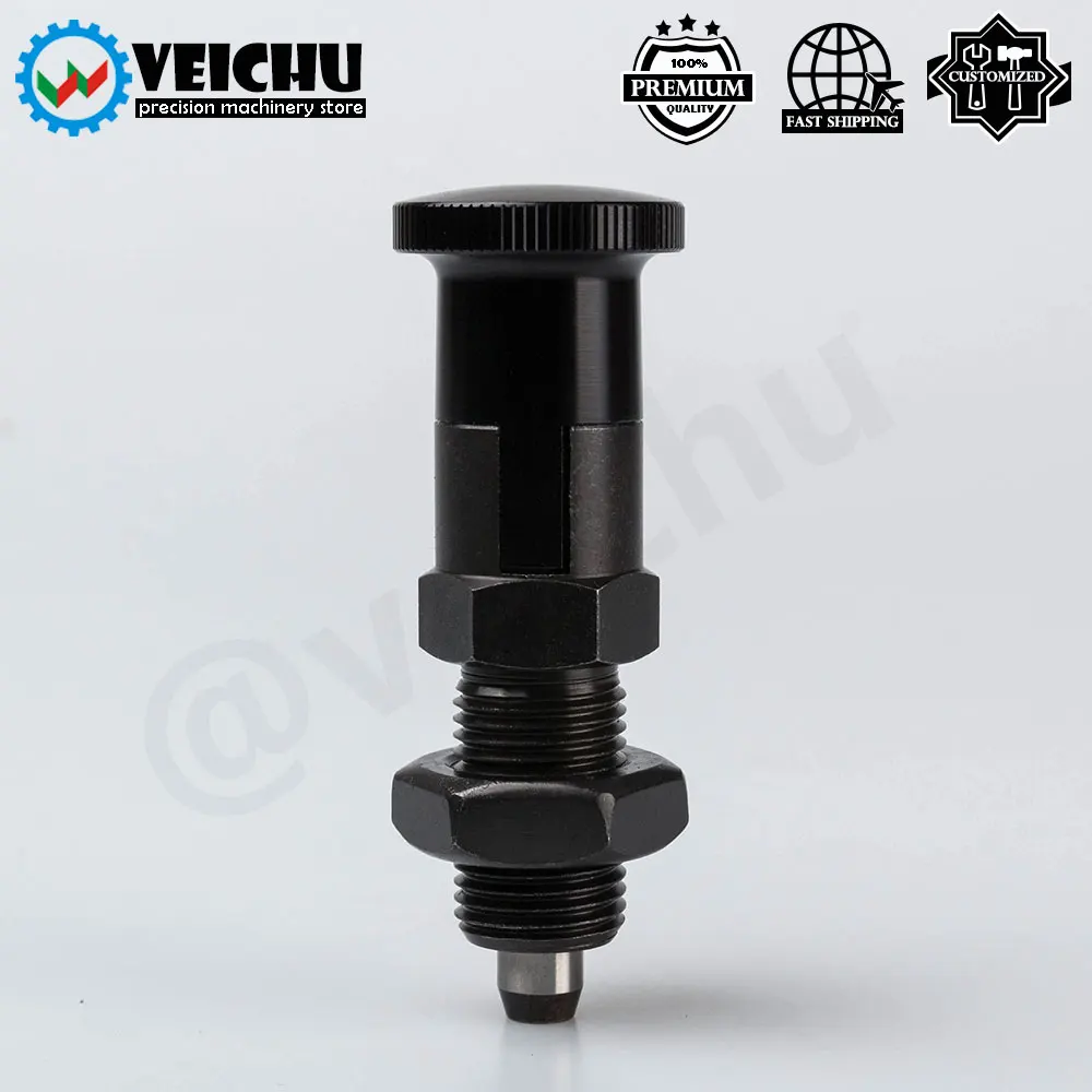 Taper Shape Self-Locking Spring Pins Black Aluminum Knob Indexing Plungers Carbon Steel Screw Bolts With Nut