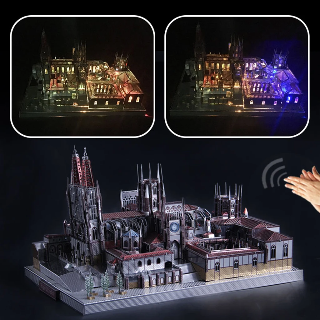 3D Metal Puzzle Famous Architect 229pcs Assemble Model Building Kit DIY Jigsaw - Spain Burgos Cathedral, Birthday Gift