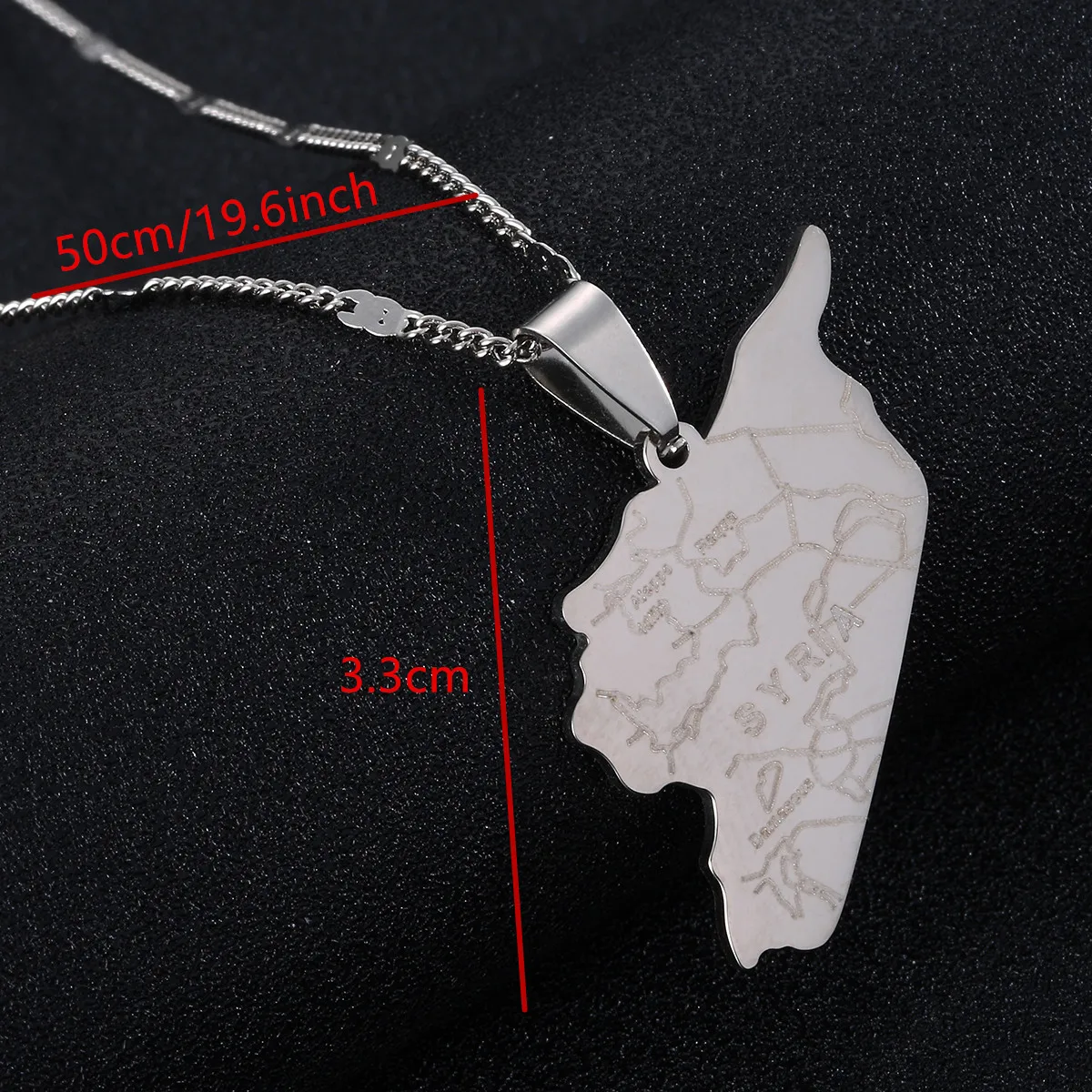 Stainless Steel Trendy Syria Map Flag Pendant Necklaces Fashion Syrians Map Women Jewelry