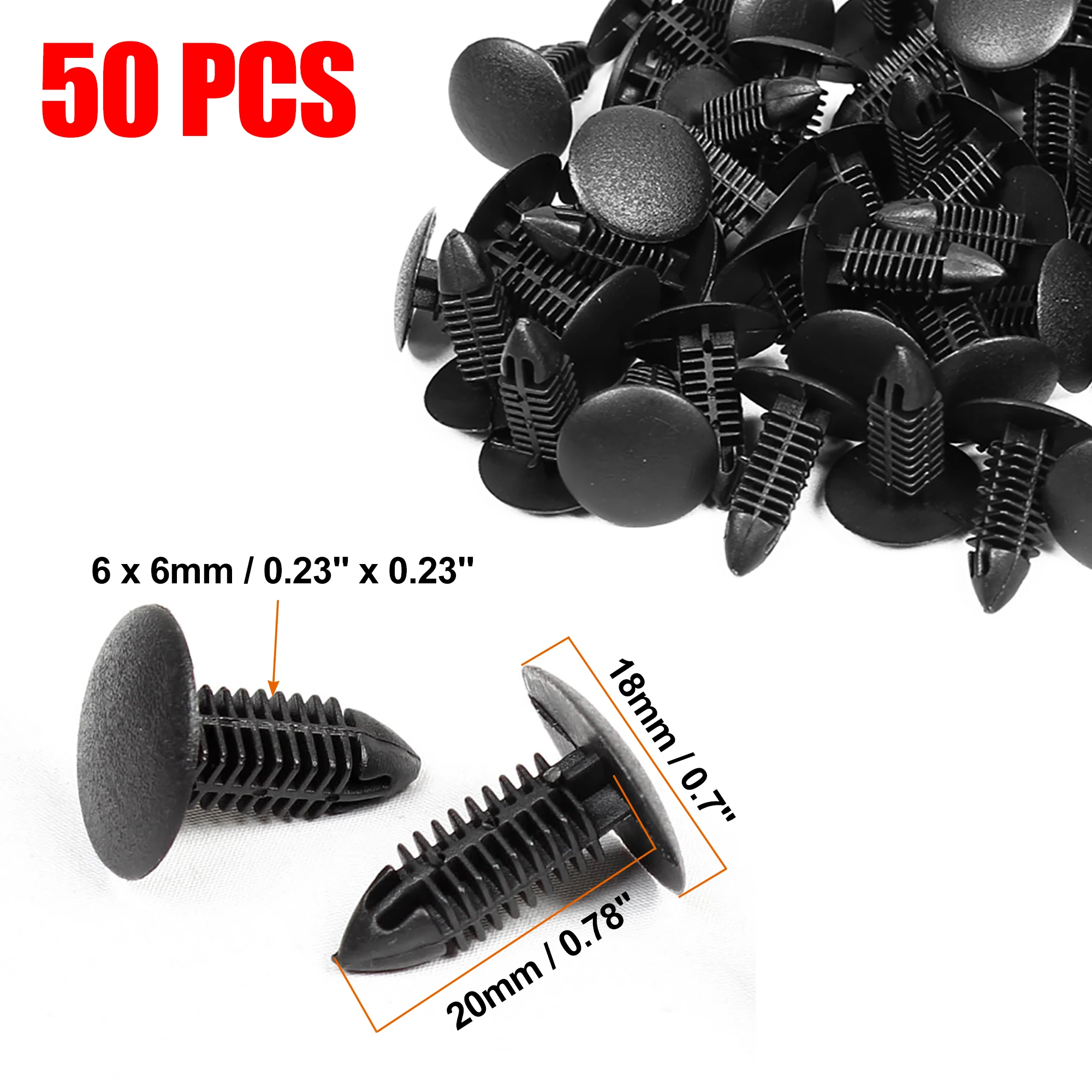 X Autohaux 6x6.7mm 6x6.5mm 6x6mm Hole Plastic Rivets Fastener Door Buckle Clasp Rivet Trim Mat Clips 10/15/30/50 Pcs