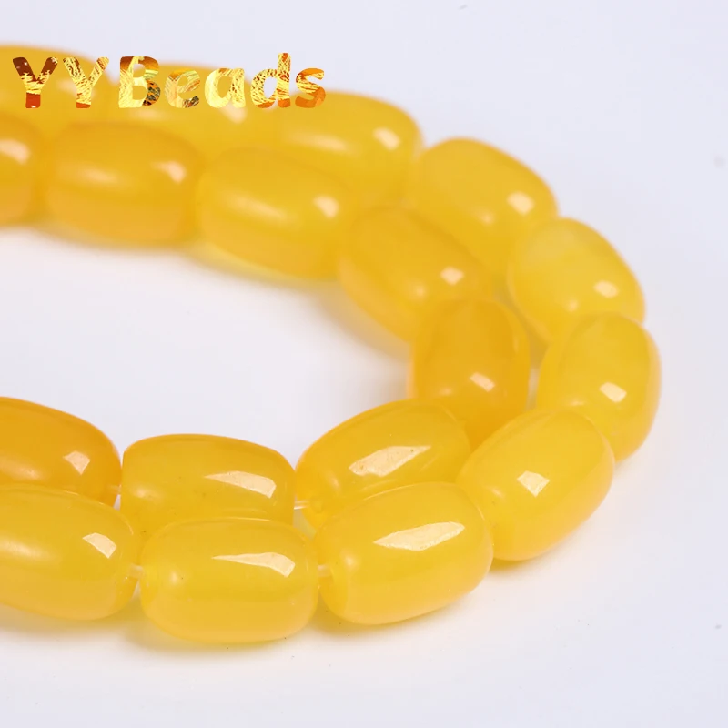 Natural Yellow Agates Drum Barrel Shape Beads Loose Spacer Charm Beads For Jewelry Making Bracelets Accessories 10x14mm 13x18mm