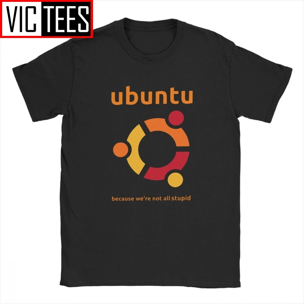 Men\'s T-Shirt Ubuntu Linux Satire Geek Humor Novelty Cotton Tshirt Crewneck Clothes Adult Oversized