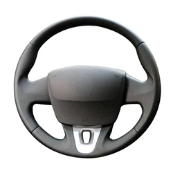 Hand-stitched Black Leather Car Steering Wheel Cover for Renault Megane 3 Scenic 3 Kangoo 2 Kangoo Maxi Samsung SM3