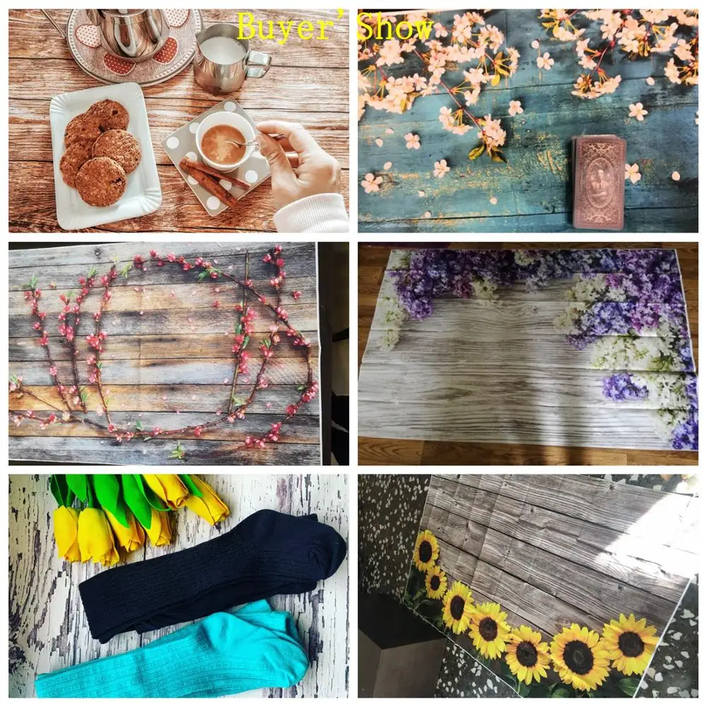 Wood Board Planks Background Spring Flowers Petal Pine Gift Party Baby Shower Doll Photography Backdrop Photocall Photo Studio