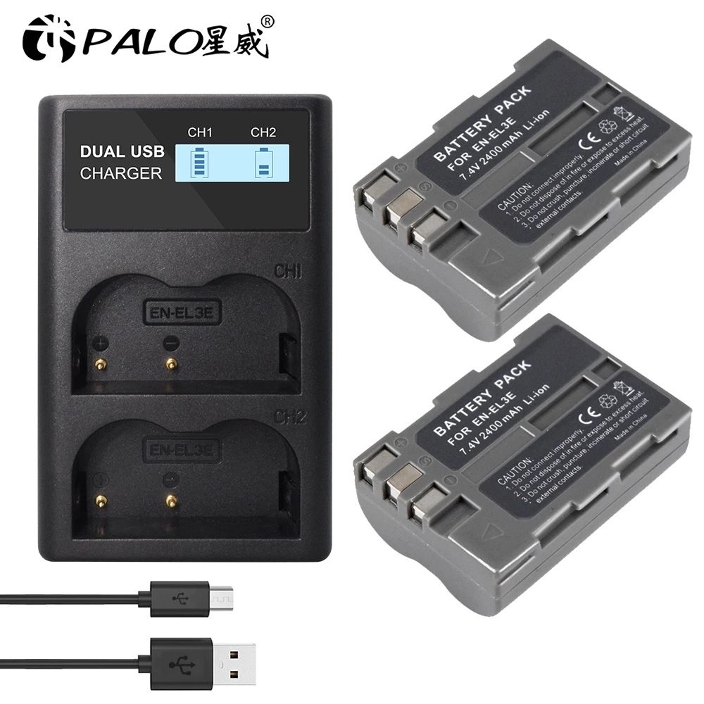 

100% original EN-EL3E ENEL3E Digital Camera Battery +LCD dual USB charger for Nikon D300S D300 D100 D200 D700 D70S D80 D90