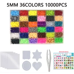 Juego de caja de 24/72 colores, juguete de cuentas hama de 2,6/5mm perler, rompecabezas educativos 3D para niños, juguetes diy, cuentas fusibles, hojas de tablero de clavijas, papel de planchar