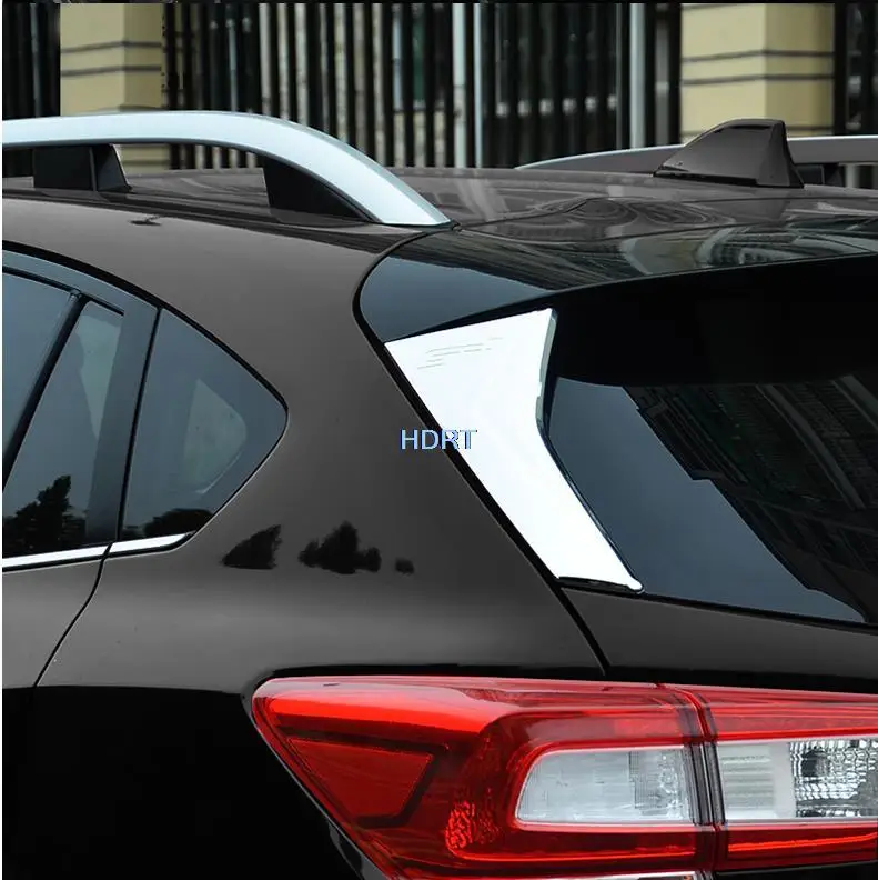 For Subaru XV 2018-2021 ABS Carbon Fibre Print Look Exterior Both Side Rear Window Spoiler Triangle Cover Sticker Trim Car Parts