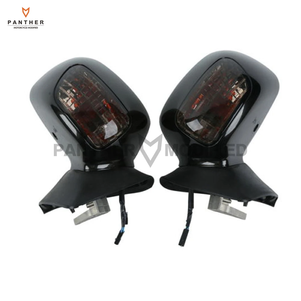 Black Motorcycle Rear View Mirrors with Smoke Signal Light Case for Honda Goldwing GL1800 2001-2011