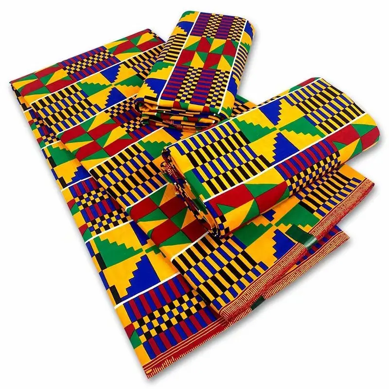 2025 Guaranteed Real Kente Wax Africain Ankara Print Batik Fabric Top Tissu Ghana Patchwork Sewing Wedding Dress Craft DIY Pagne