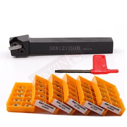 1PC SER1212H16 SEL1212H16 Lathe Turning Tool Holder +10PCS 16ER AG60 AG55 A60 A55 Carbide Inserts CNC Thread Turning Tool Sets