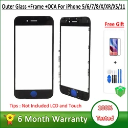 Outer Glass For iPhone 5S 6 6s plus 7 plus 8 Plus 11 Repair Parts No Display Only Glass Screen Panel Lens +OCA For iPhone X XR