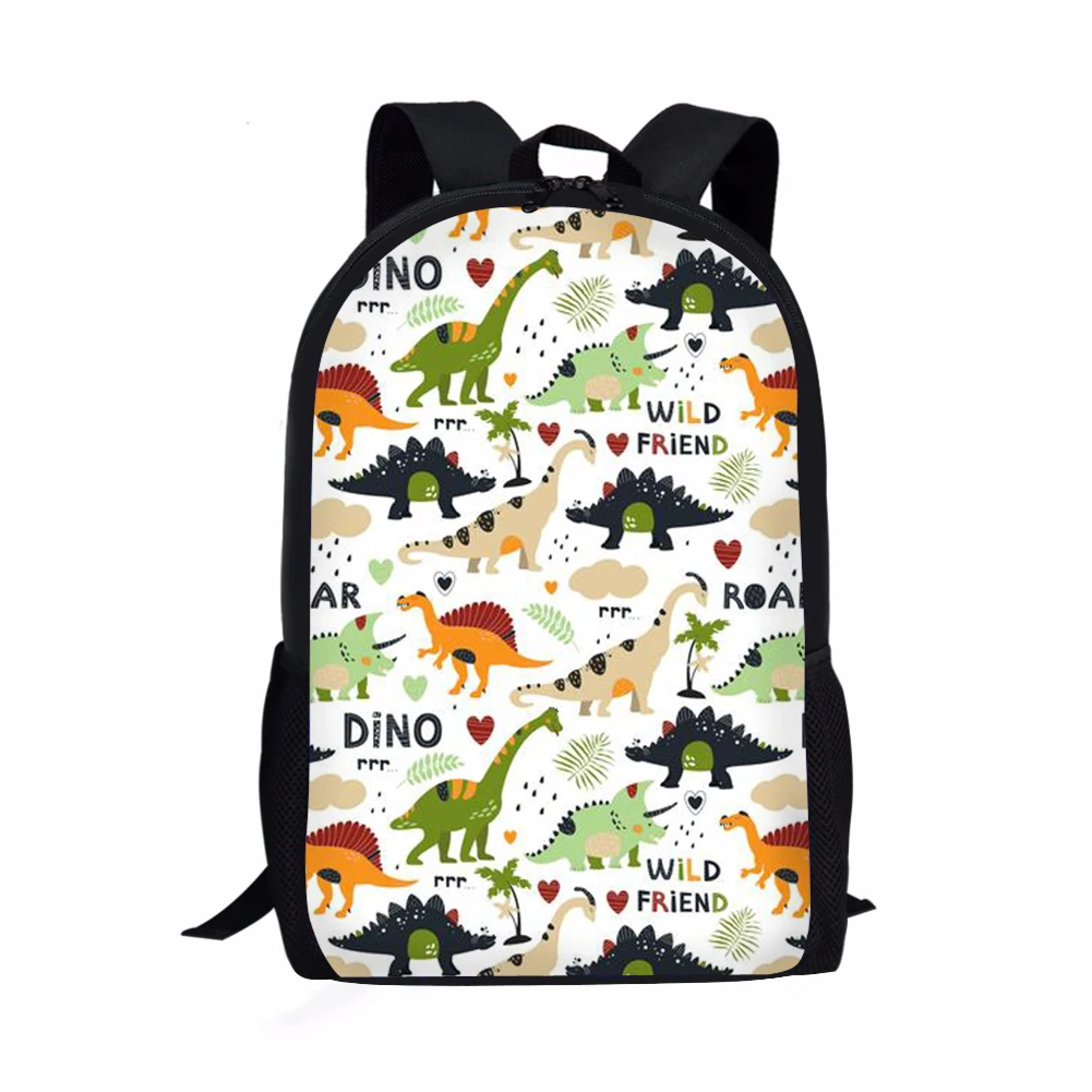 2025 Cartoon Dinosaur Print School Bag For Girls Boys Kids Backpacks Black Kawaii Students Girl Backpack Lunch Bag Pencil Case